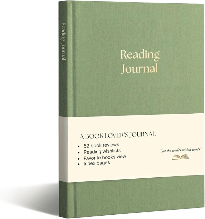 Paperell Reading Journal - 52 Reviews - Book Journal Gift for Book Lovers - Review, Log & Track Your Reading - Avid Readers Accessories - Linen Hardcover - Sage Green - Image 1